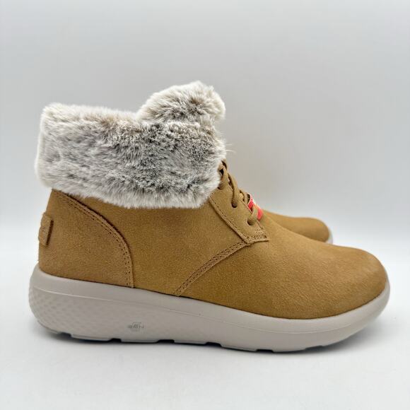 Skechers Women On The Go City Bootie US 6.5 Wide Brown Suede Water Repellent NIB - Picture 2 of 11